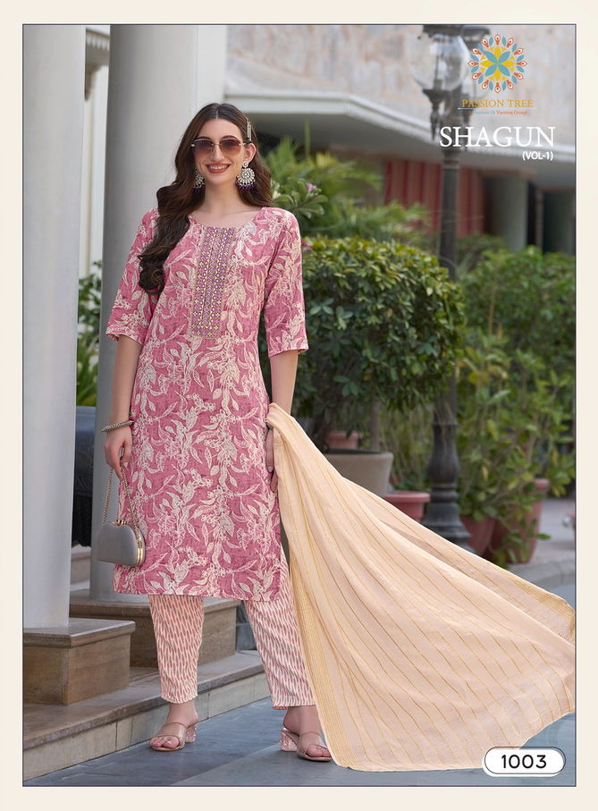 Shagun Vol 1 By Passion Tree Foil Printed Kurti With Bottom Dupatta Wholesale Shop In Surat